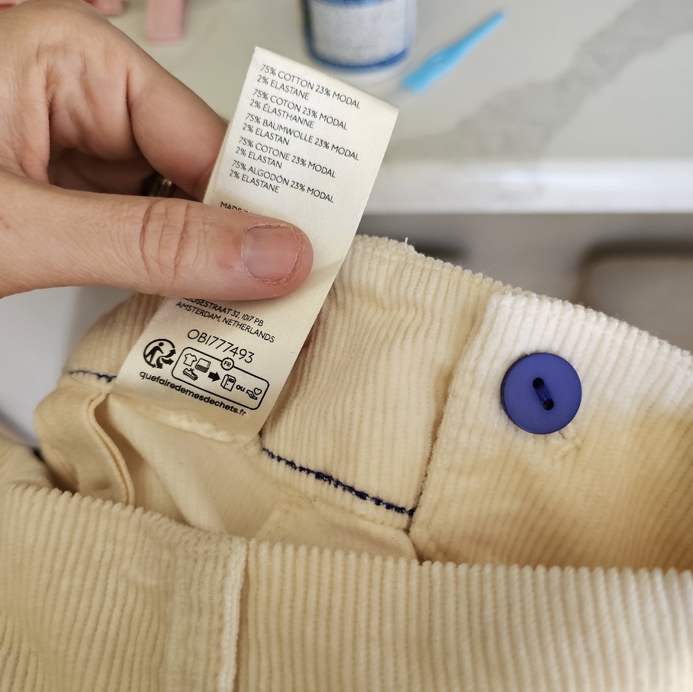 Maeve x Anthropologie The Colette Corduroy Wideleg Cropped Pants Neutral Ivory - Picture 11 of 14